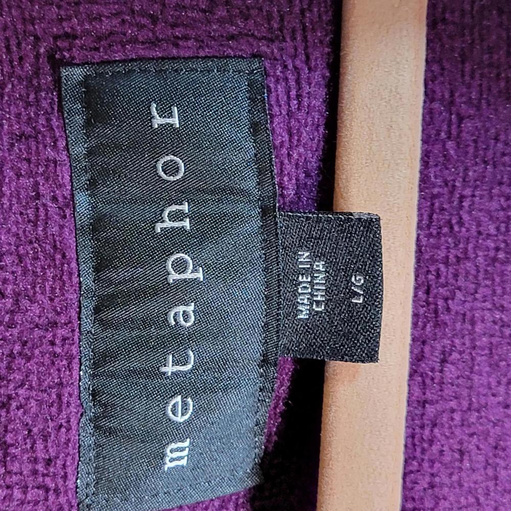 Metaphor Eggplant Purple Fleece Button Front Pockets Jacket Women Size L - Picture 3 of 10